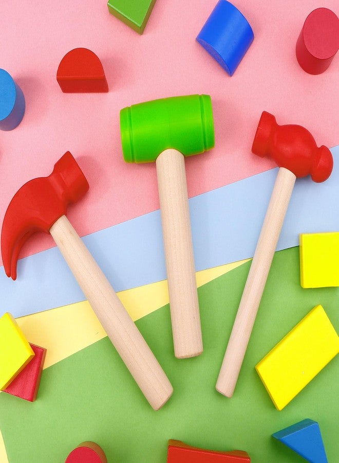 VICROIC 3 PCS Toy Hammers, Wooden Hammer Toys Mallets, Simulation Fake Plastic Maintenance Tools for Birthday Party Supplies - Image 4